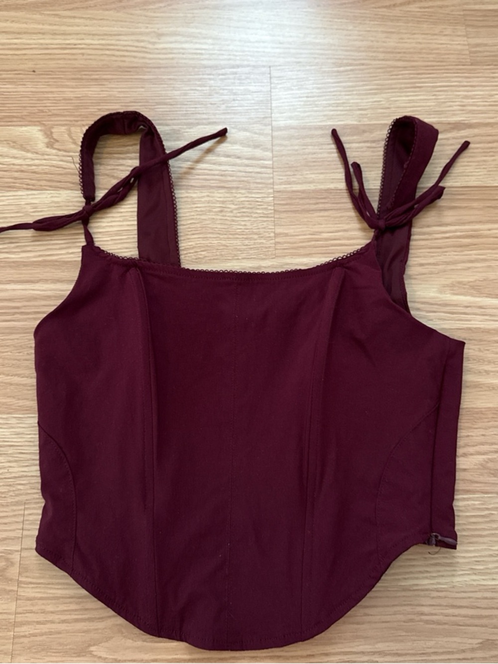 Bershka Burgundy Tie-Strap Corset Top